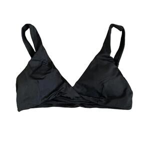 NWT Andie The Belmar Top Twisted V Neck Plunge Bikini Swim Removable Cup S Black